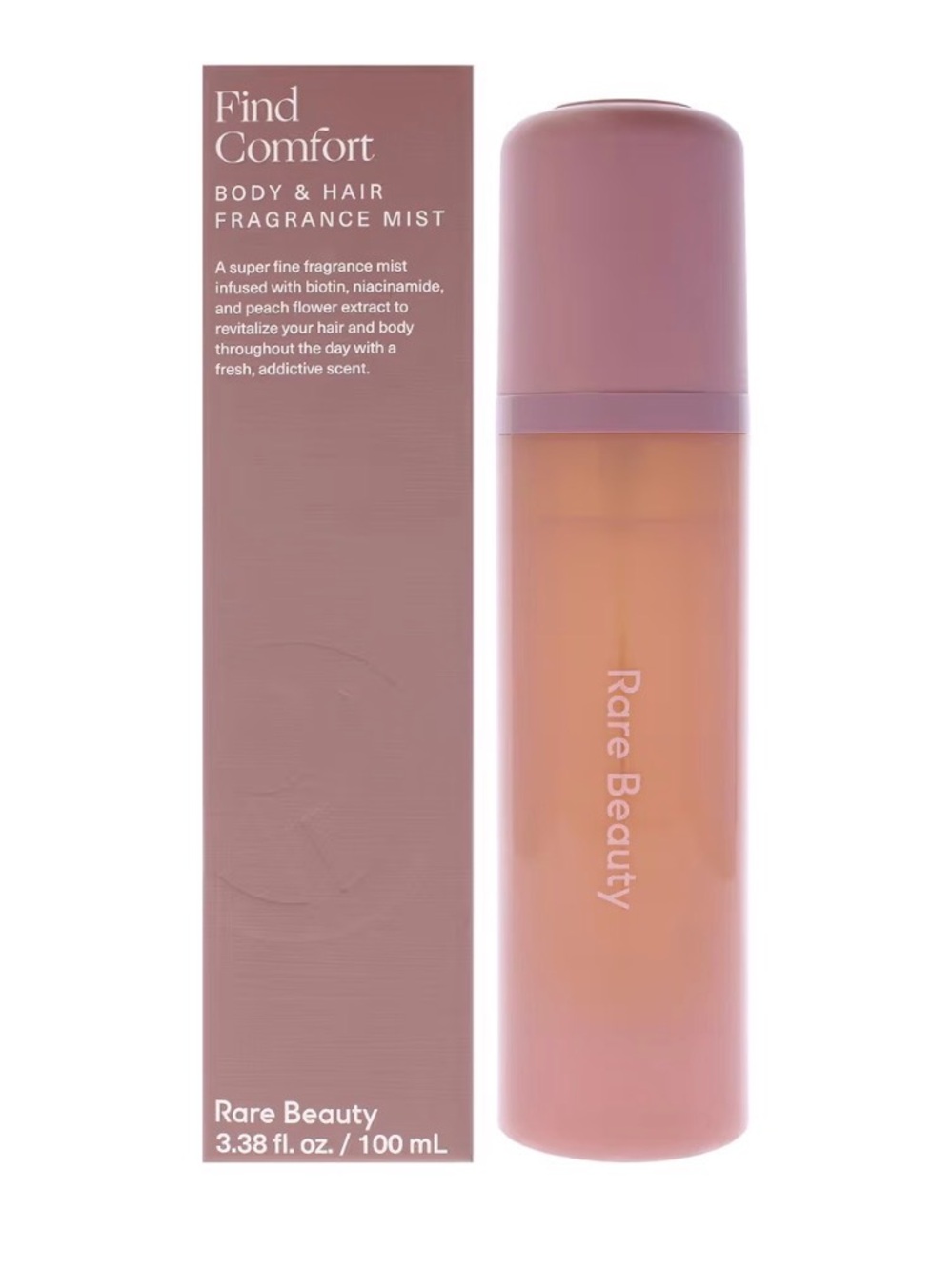 New Rare Beauty Find Comfort Body & Hair Mist - Mauve Pink Bottle